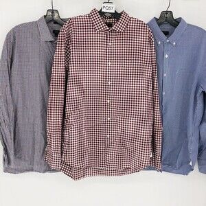 3- J. Crew Men's Ludlow Cotton Collared Long Sleeve Button Down Office Shirts XL